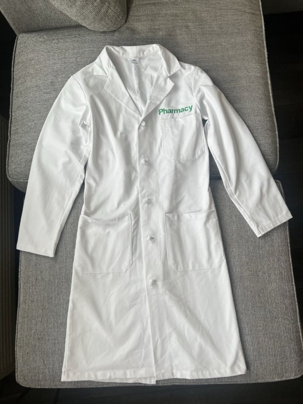 Medline Full Length Heavyweight Twill Lab Coat Knot Buttons Embroidered Pharmacy